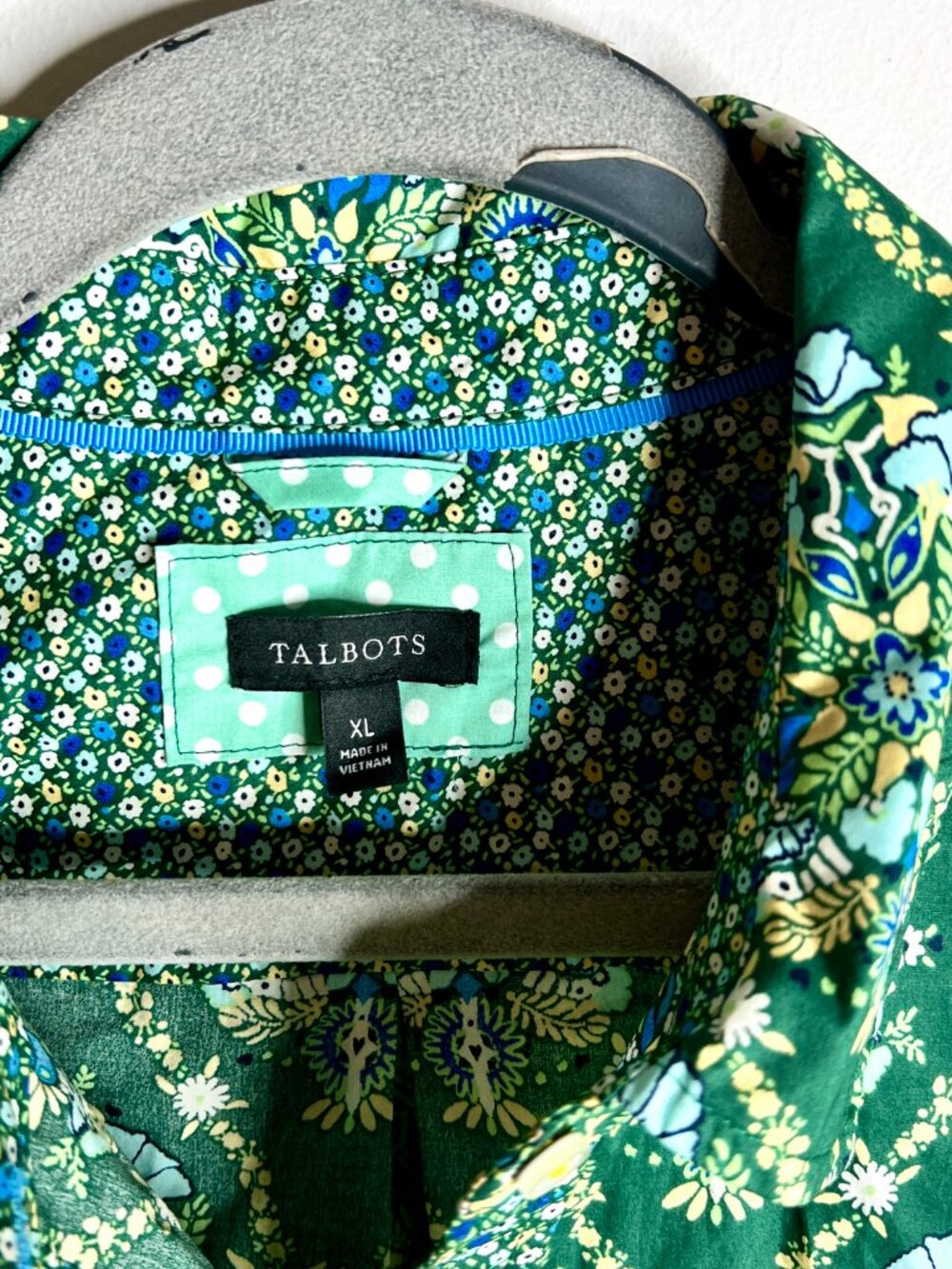 Talbots Button-Up Modern Classic Shirt in Spring Trellis Career Preppy Sz XL - Picture 3 of 6